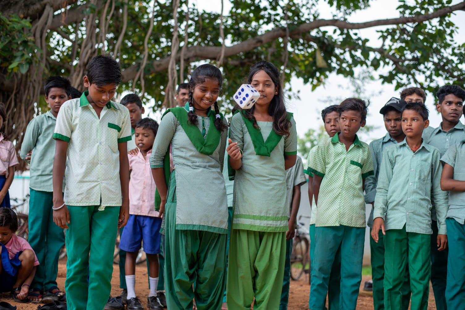 Schoolchildren outdoors